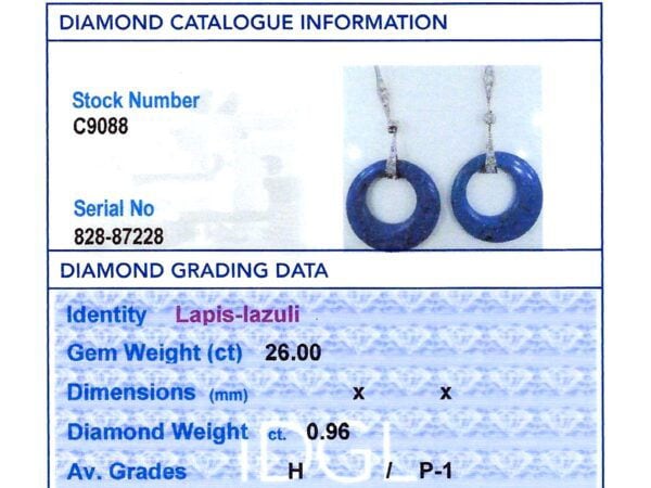 lapis lazuli drop earrings grading card