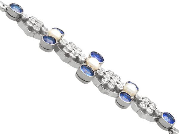 Antique Platinum Gemstone Bracelet Angled