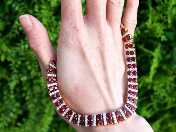 Vintage Ruby Jewellery Set necklace outside