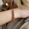 wearing Vintage Ruby Jewellery Set bracelet