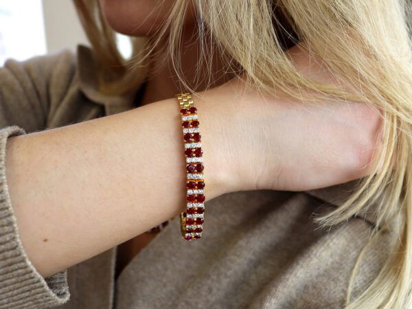 wearing Vintage Ruby Jewellery Set bracelet