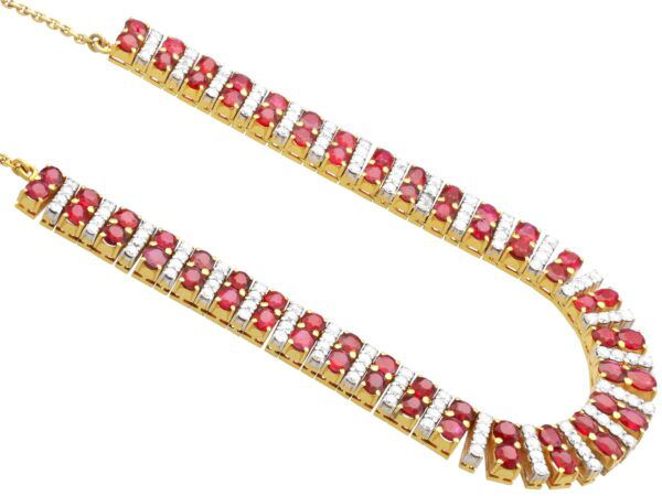 side view Ruby and diamond necklace