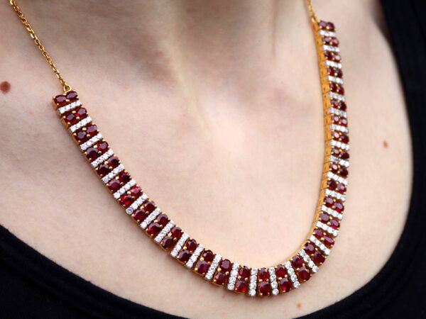 wearing vintage rubyand diamond necklace