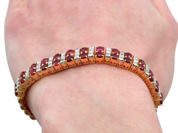 wearing ruby and diamond bracelet