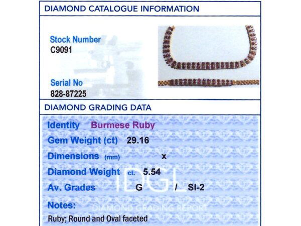 Vintage Ruby Jewellery Set grading card
