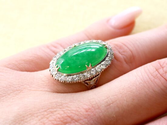 Jadeite Ring Wearing Closeup