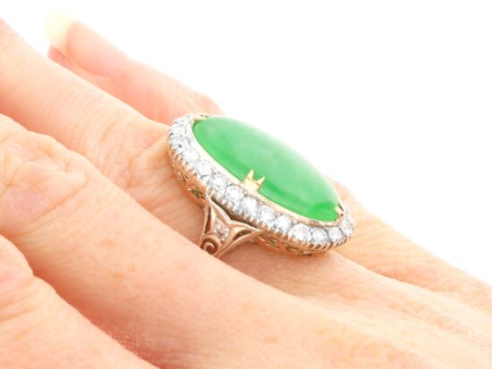 Antique Jade Ring Being Worn