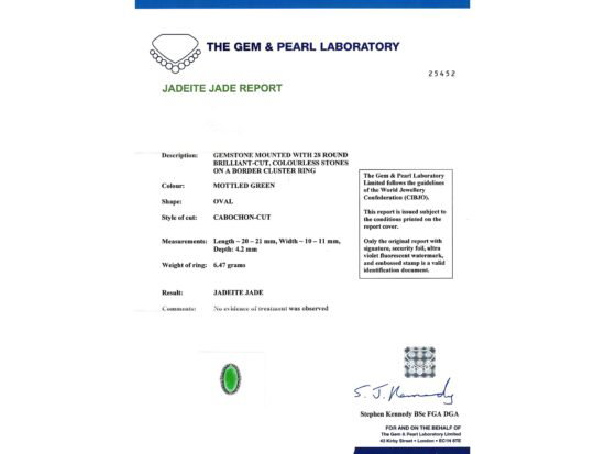 Jade Report Certificate Detail Shot