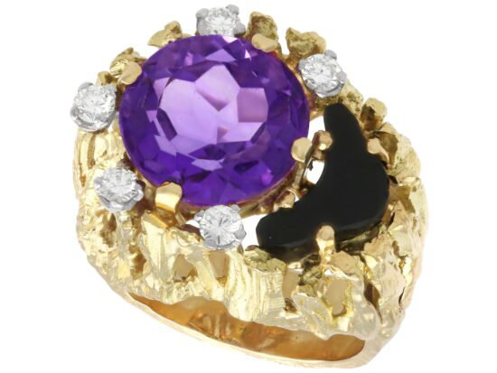 Vintage Amethyst and Onyx Ring