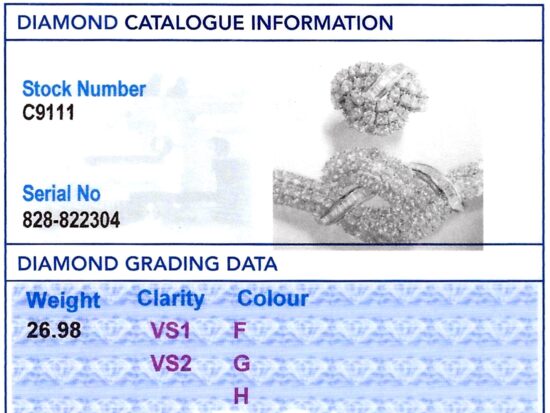 Diamond Jewellery Set Grading Card