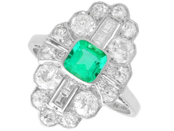 art deco emerald and diamond ring