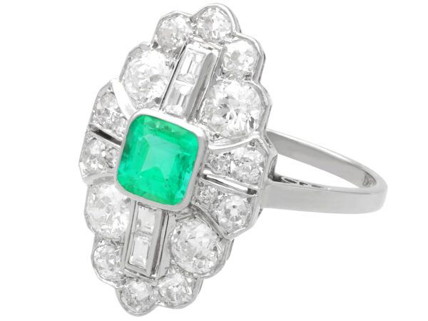 platinum art deco emerald ring