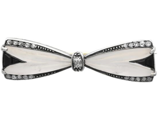 Rock Crystal and Diamond Bow Brooch