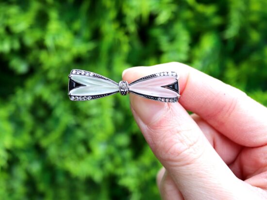 Rock Crystal and Diamond Bow Brooch outside