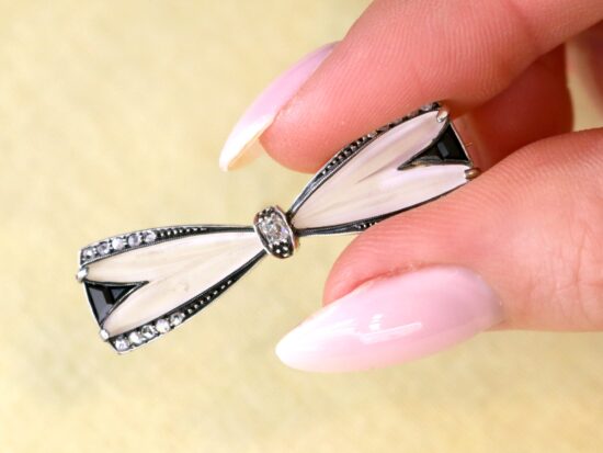Rock Crystal and Diamond Bow Brooch