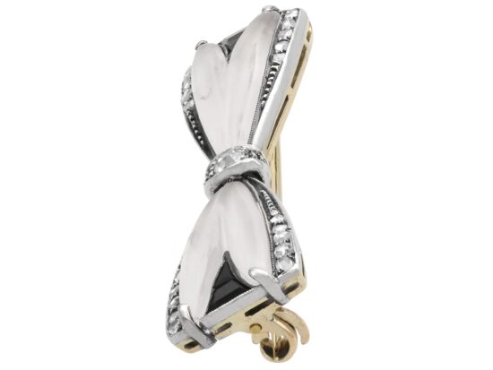 Rock Crystal and Diamond Bow Brooch