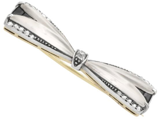 Rock Crystal and Diamond Bow Brooch