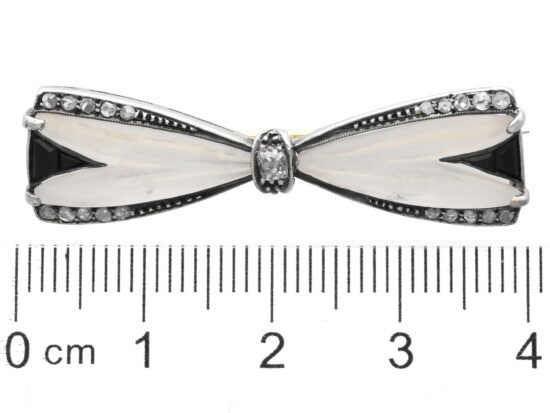 Rock Crystal and Diamond Bow Brooch size