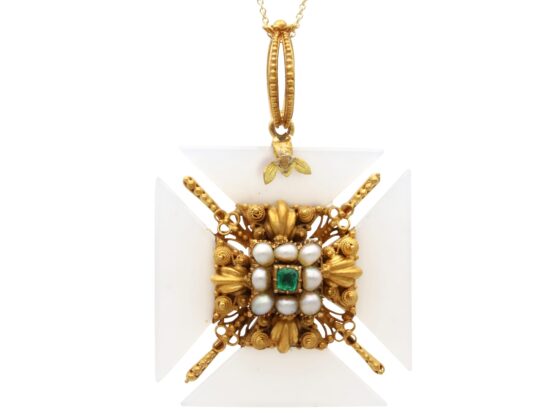 Antique Emerald Agate Pendant
