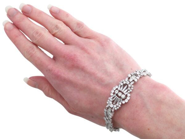 Diamond Platinum Bracelet On Wrist