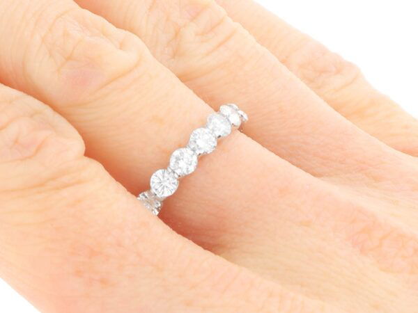 2.38 Carat Diamond Eternity Ring in 18k White Gold on hand