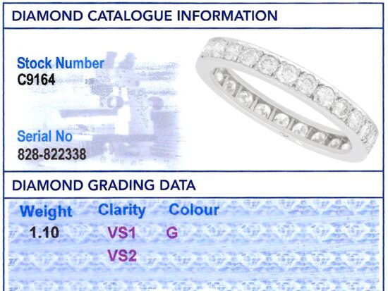 French Diamond Eternity Band grading card