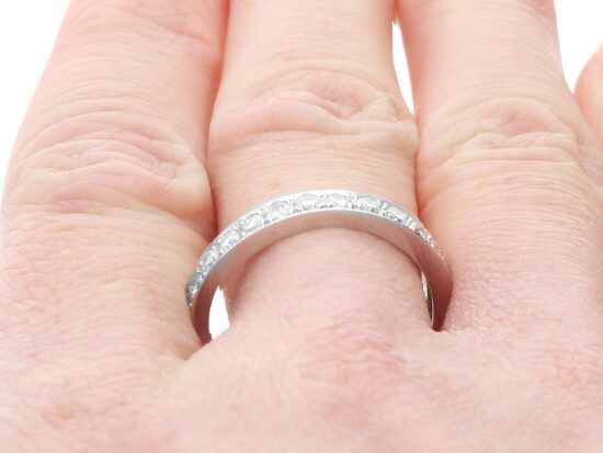French Diamond Eternity Band on finger