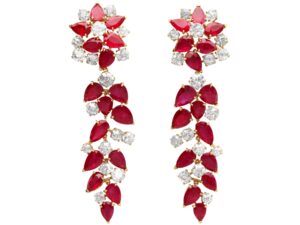 Burmese Ruby Diamond Chandelier Earrings
