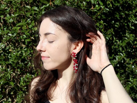 Ruby Diamond Earrings On Ear