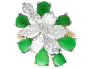 Jadeite Diamond Floral Ring Front
