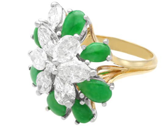 Jade Diamond Flower Ring Detail