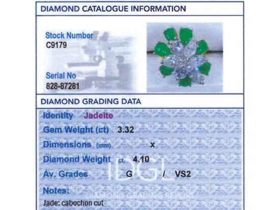 Jade Diamond Ring Grading Card