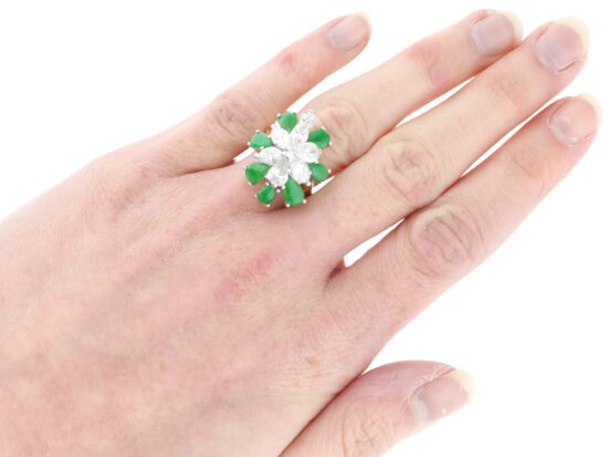 Floral Jade Ring On Hand