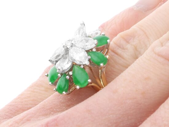Vintage Jade Diamond Ring Hand
