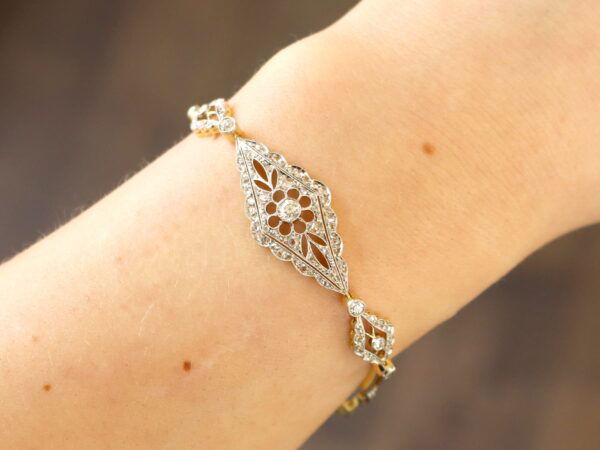 Diamond Yellow Gold Bracelet On Wrist Social Image