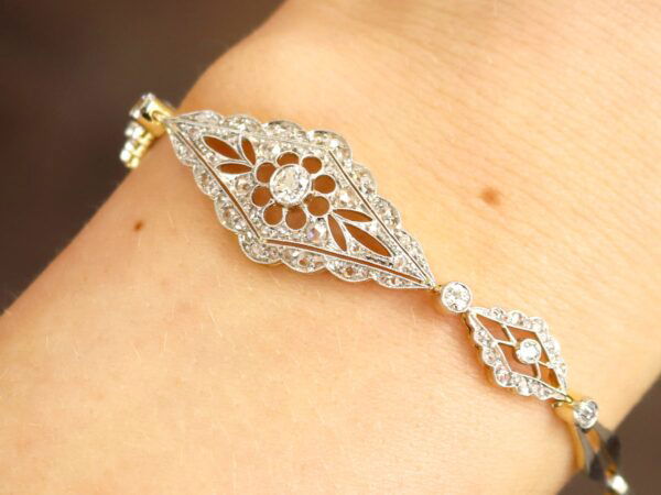 Antique Diamond Bracelet Worn Close-Up