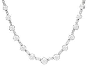 Art Deco Baguette and Round Cut Diamond Necklace