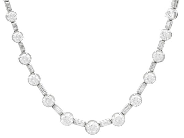 Art Deco Baguette and Round Cut Diamond Necklace