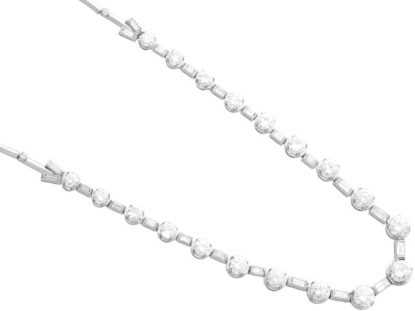 Art Deco Diamond Necklace in platinum side view