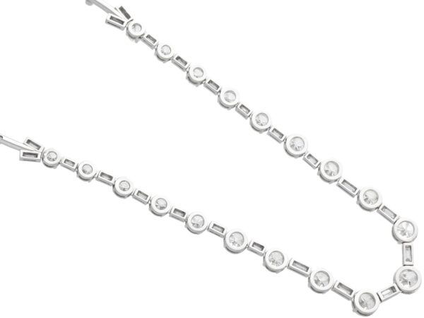 underside of Art Deco Baguette and Round Cut Diamond Necklace