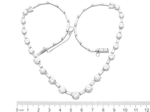 size of Art Deco Baguette and Round Cut Diamond Necklace