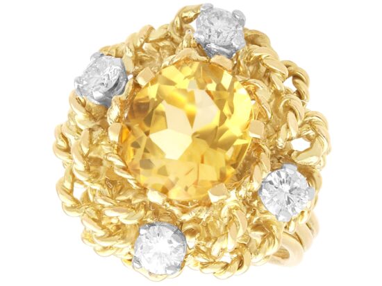 Oval Citrine Diamond Ring Front