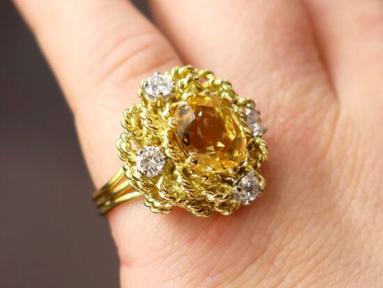 Vintage Citrine Gold Ring Detail