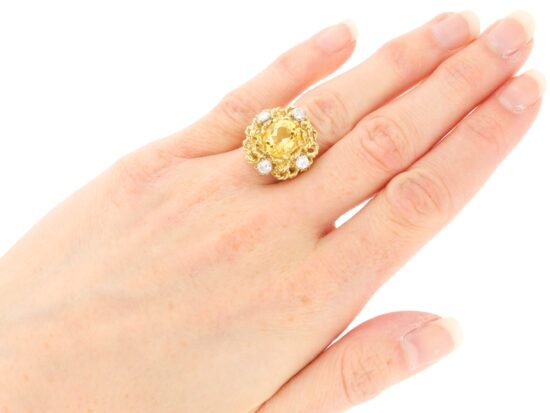 Oval Citrine Ring On Finger