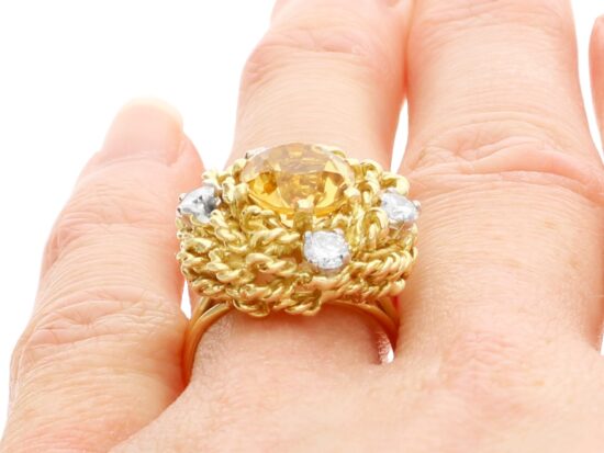 Oval Citrine Ring Being Worn
