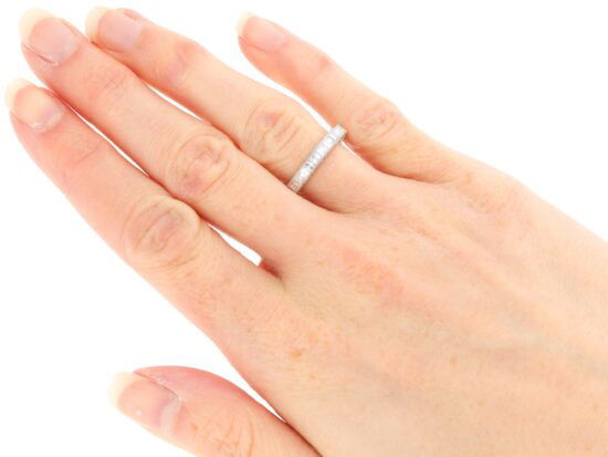 Platinum Full Diamond Eternity Ring wearing
