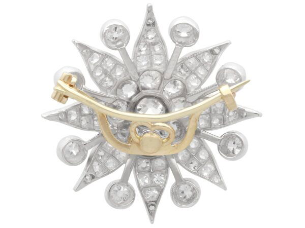 Edwardian diamond star brooch gold pin