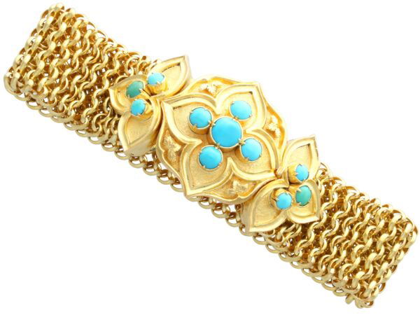 Yellow Gold Turquoise Bangle Close Up