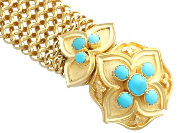 Turquoise Set Gold Bracelet