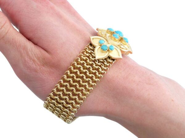 Victorian Gold Mesh Bracelet On Wrist